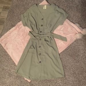 Green Button-Down Dress